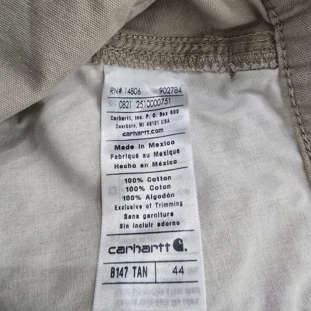 Carhartt Mens Loose Fit Canvas Utility Work Shorts Tan Khaki B147 Size 44 NWT